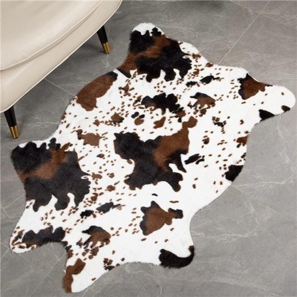 Cowhide Rug Cute Cow Print Rug Western Decor for Living Room Bedroom Faux Animal - Picture 4 of 7